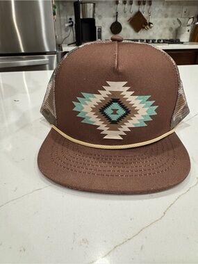 Brown Southwestern Pattern Trucker Hat - Unbranded